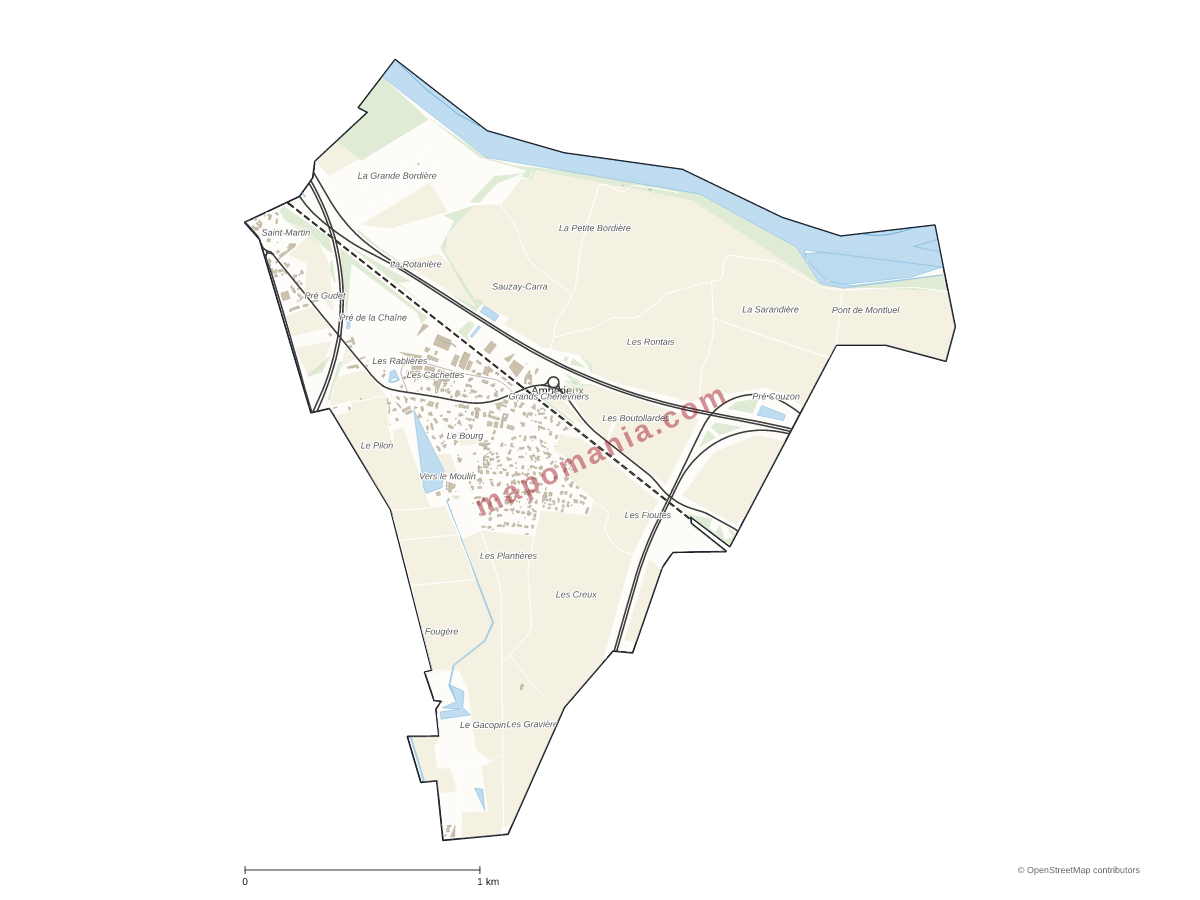 Carte de Ambérieux à personnaliser