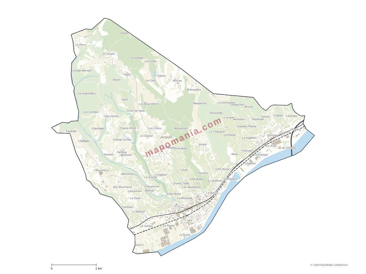 Carte de Ampuis à personnaliser