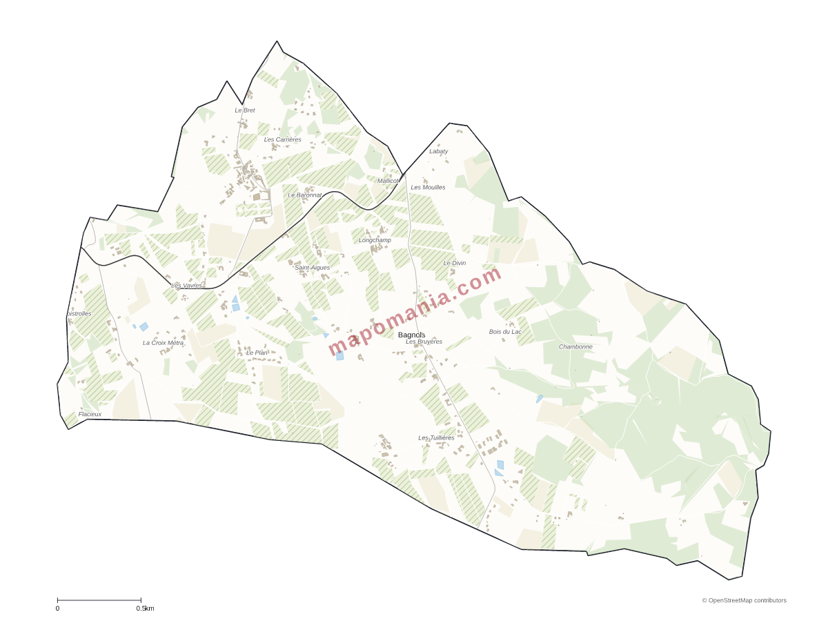 Carte de Bagnols à personnaliser