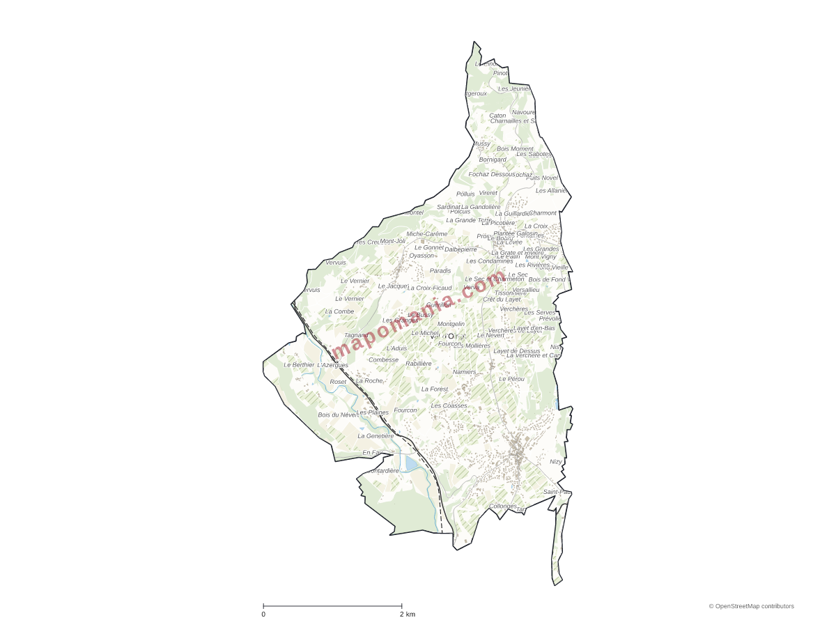 Carte de Val d'Oingt à personnaliser