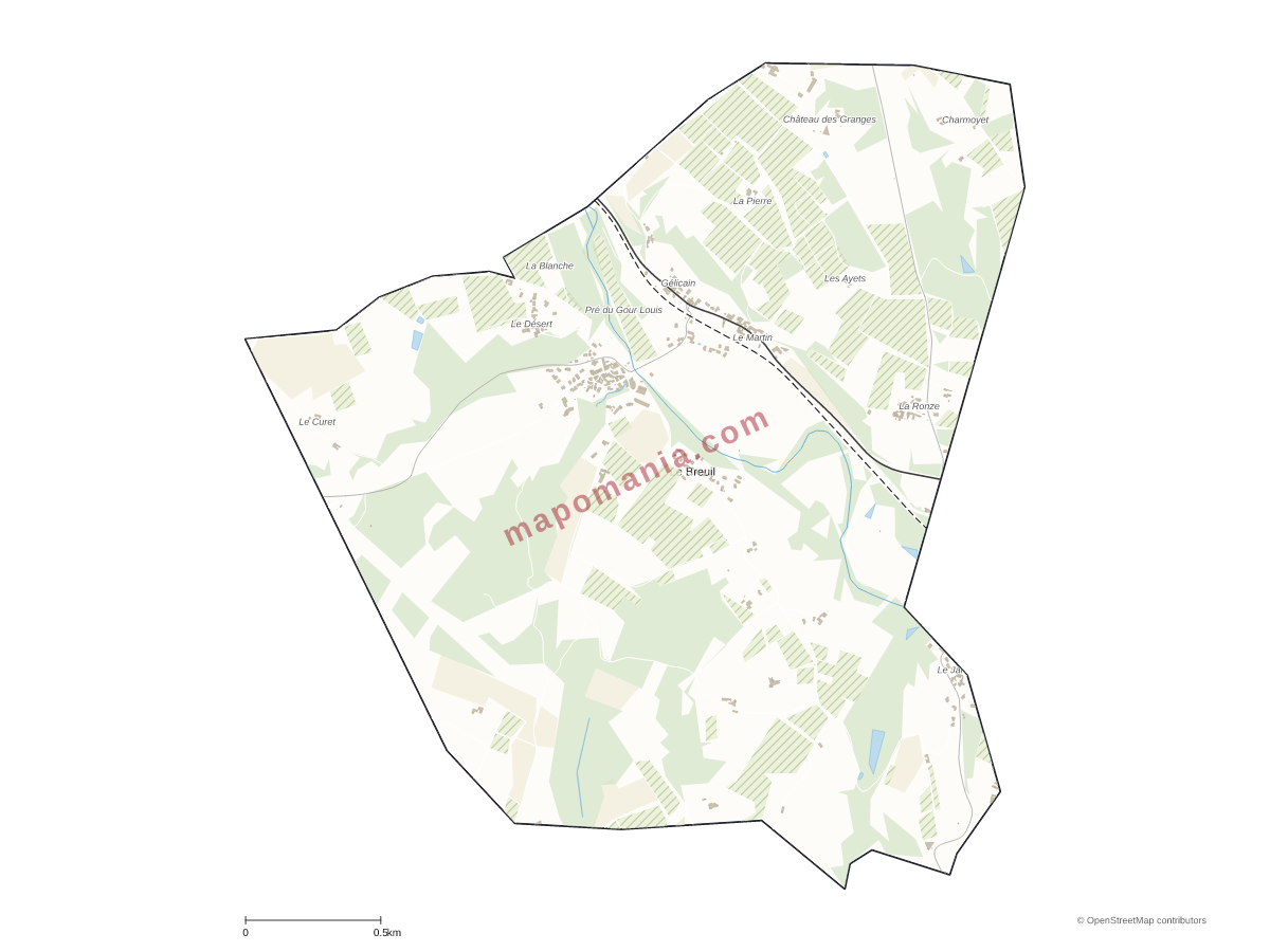 Carte de Le Breuil à personnaliser