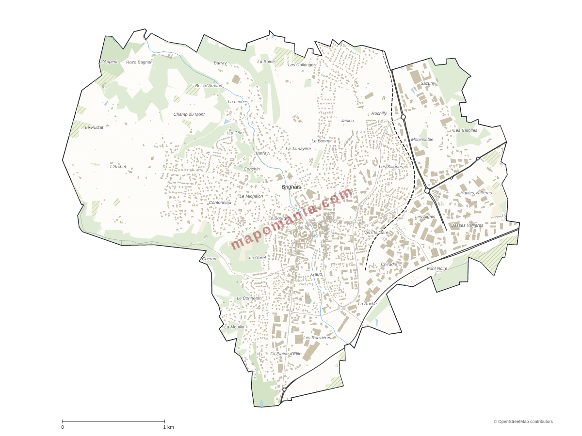 Carte de Brignais à personnaliser