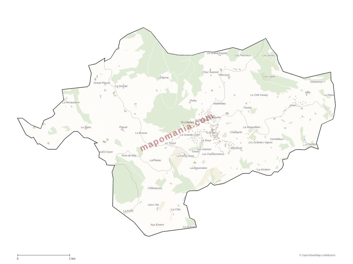 Carte de Brullioles à personnaliser