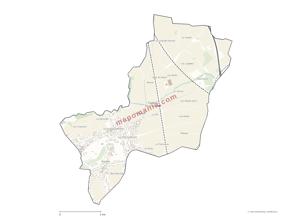 Carte de Cailloux-sur-Fontaines à personnaliser