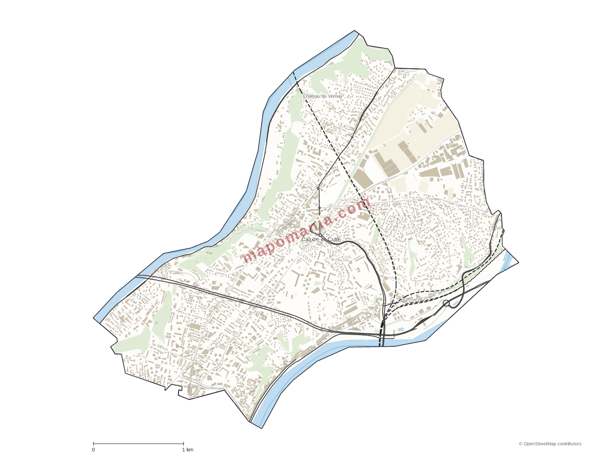 Carte de Caluire-et-Cuire à personnaliser