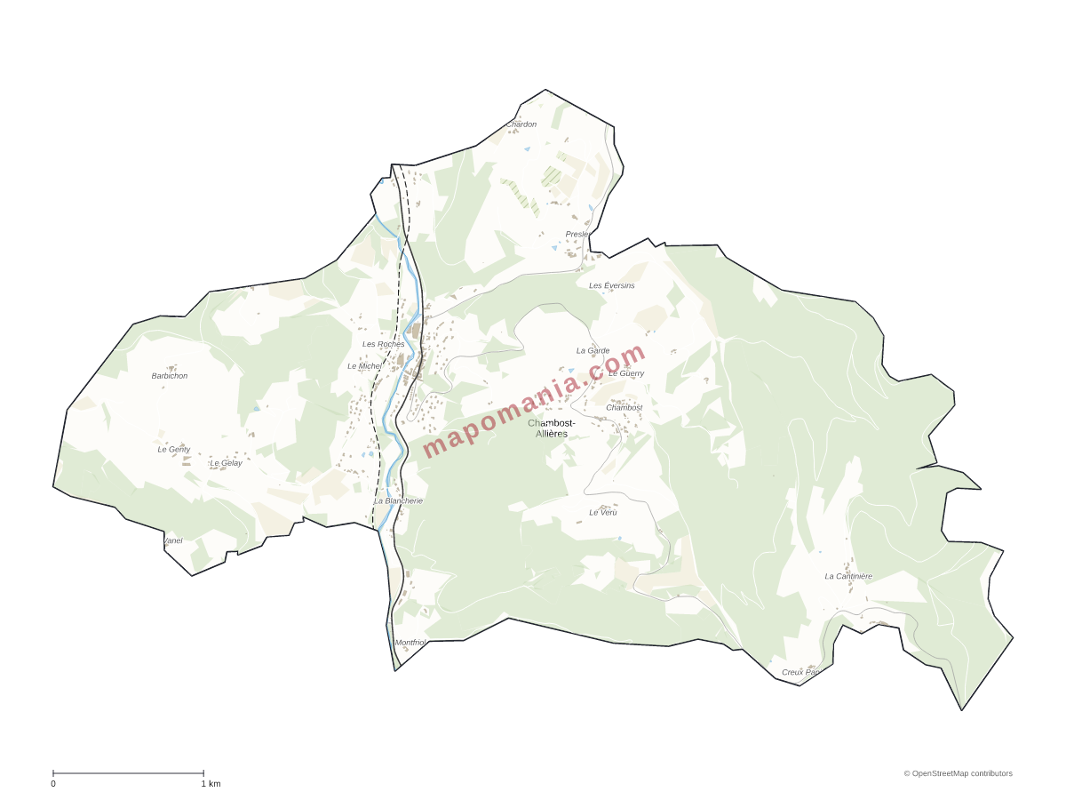 Carte de Chambost-Allières à personnaliser