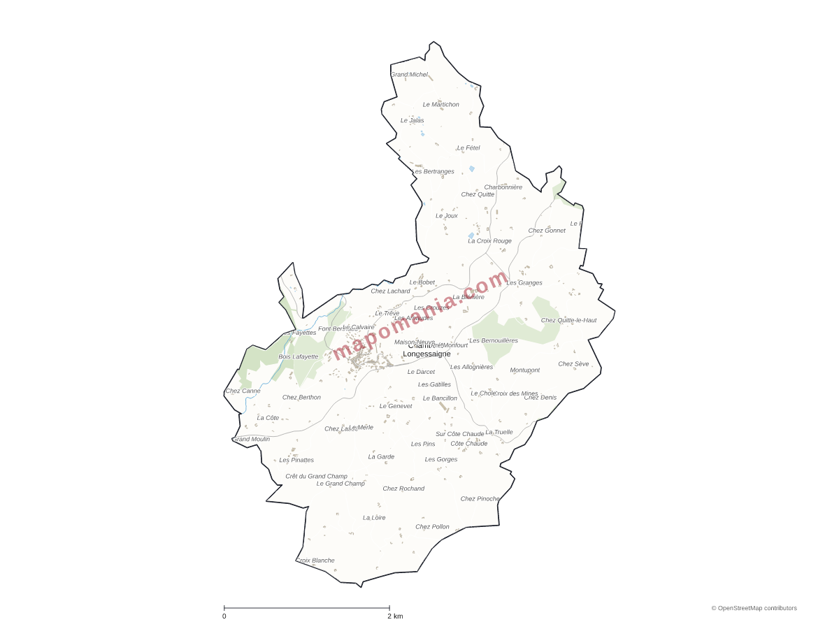 Carte de Chambost-Longessaigne à personnaliser