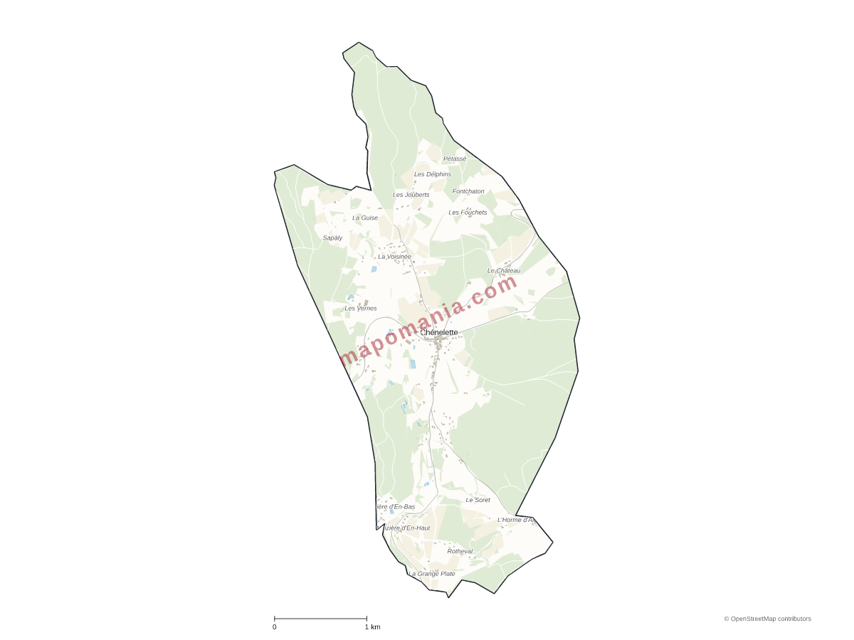 Carte de Chénelette à personnaliser