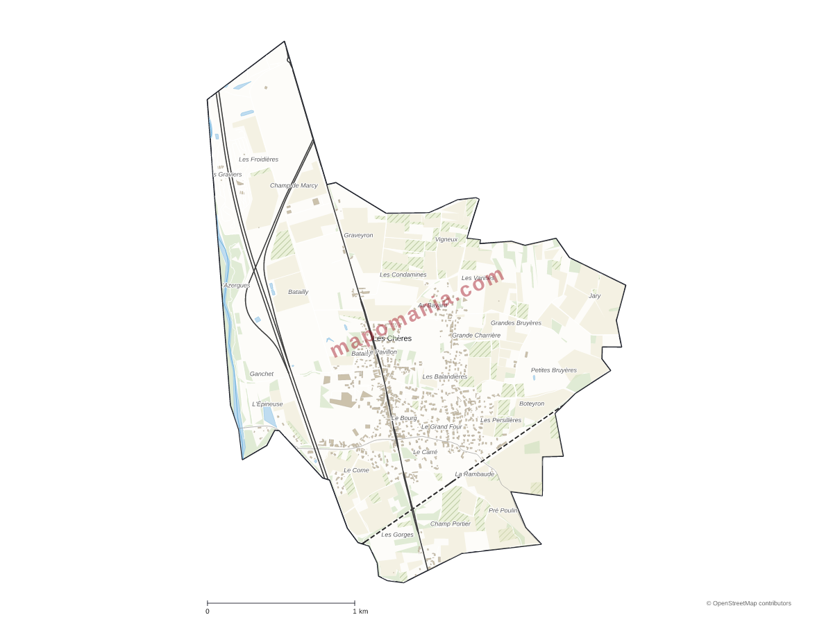 Carte de Les Chères à personnaliser