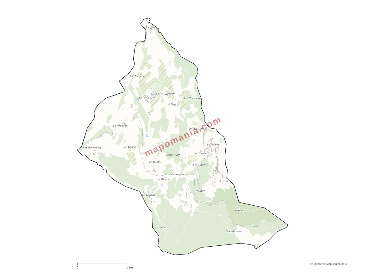 Carte de Chevinay à personnaliser