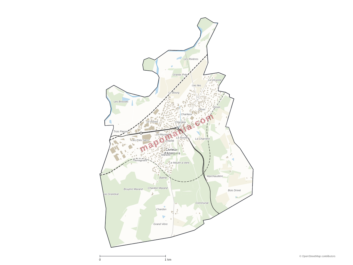Carte de Civrieux-d'Azergues à personnaliser