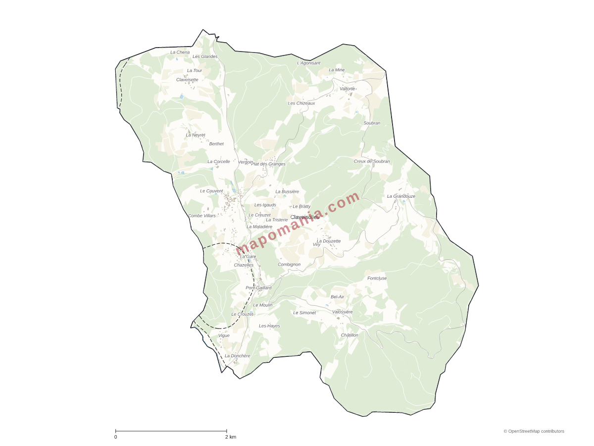 Carte de Claveisolles à personnaliser