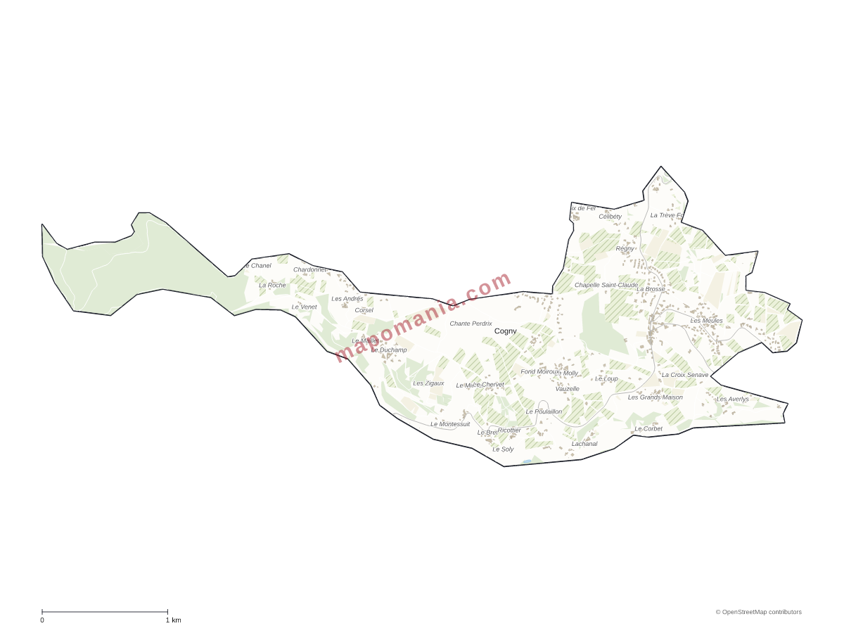 Carte de Cogny à personnaliser