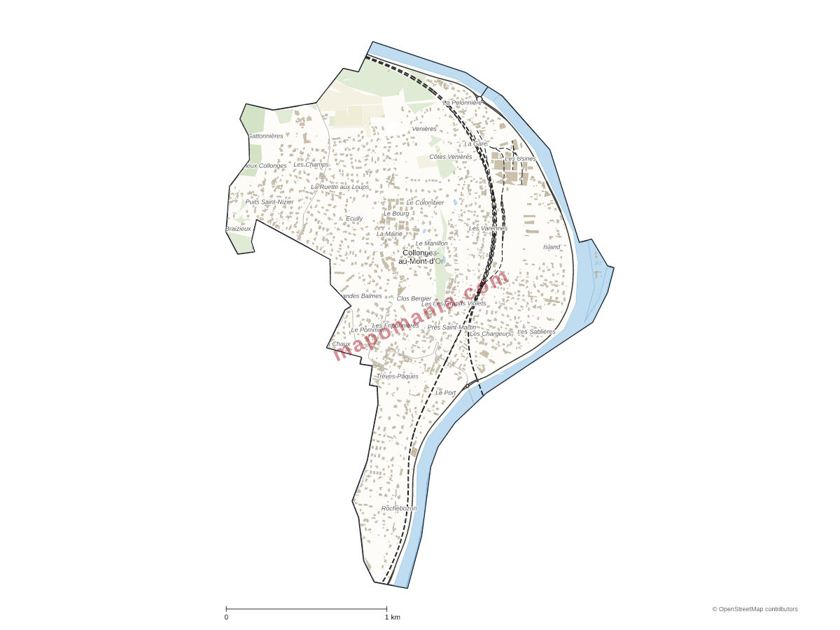 Carte de Collonges-au-Mont-d'Or à personnaliser
