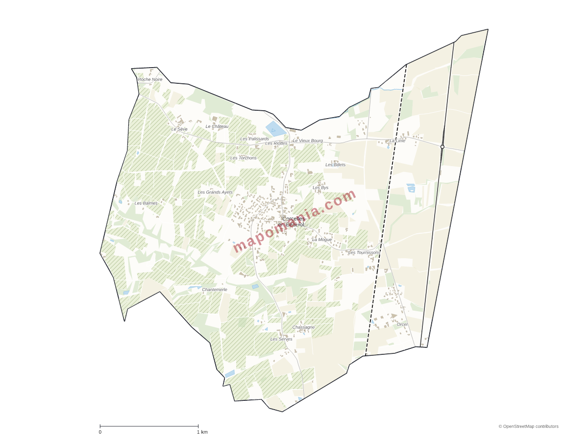Carte de Corcelles-en-Beaujolais à personnaliser