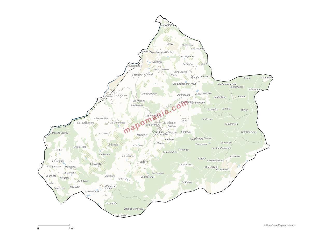 Carte de Courzieu à personnaliser