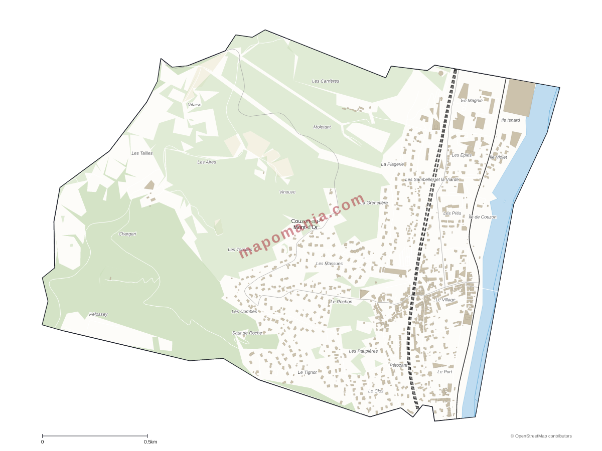 Carte de Couzon-au-Mont-d'Or à personnaliser