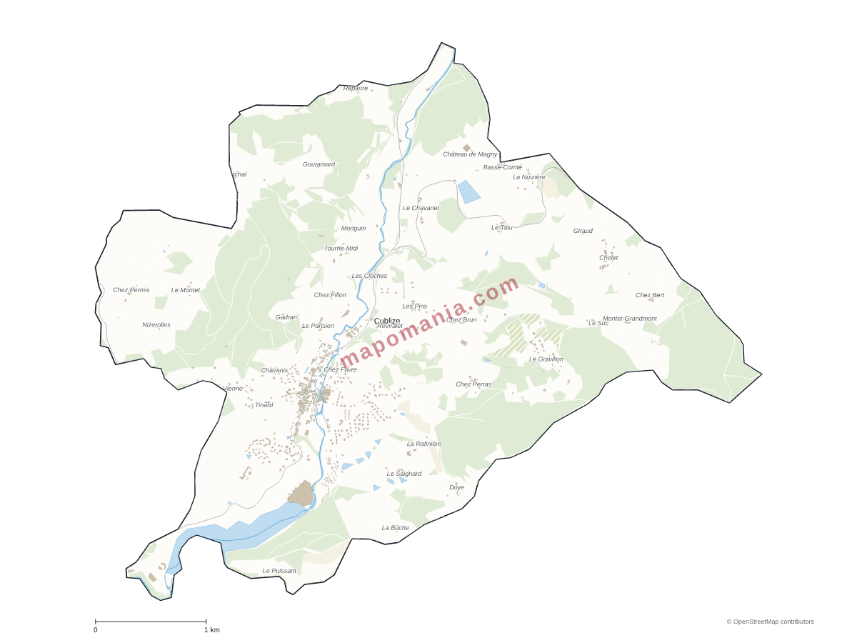 Carte de Cublize à personnaliser