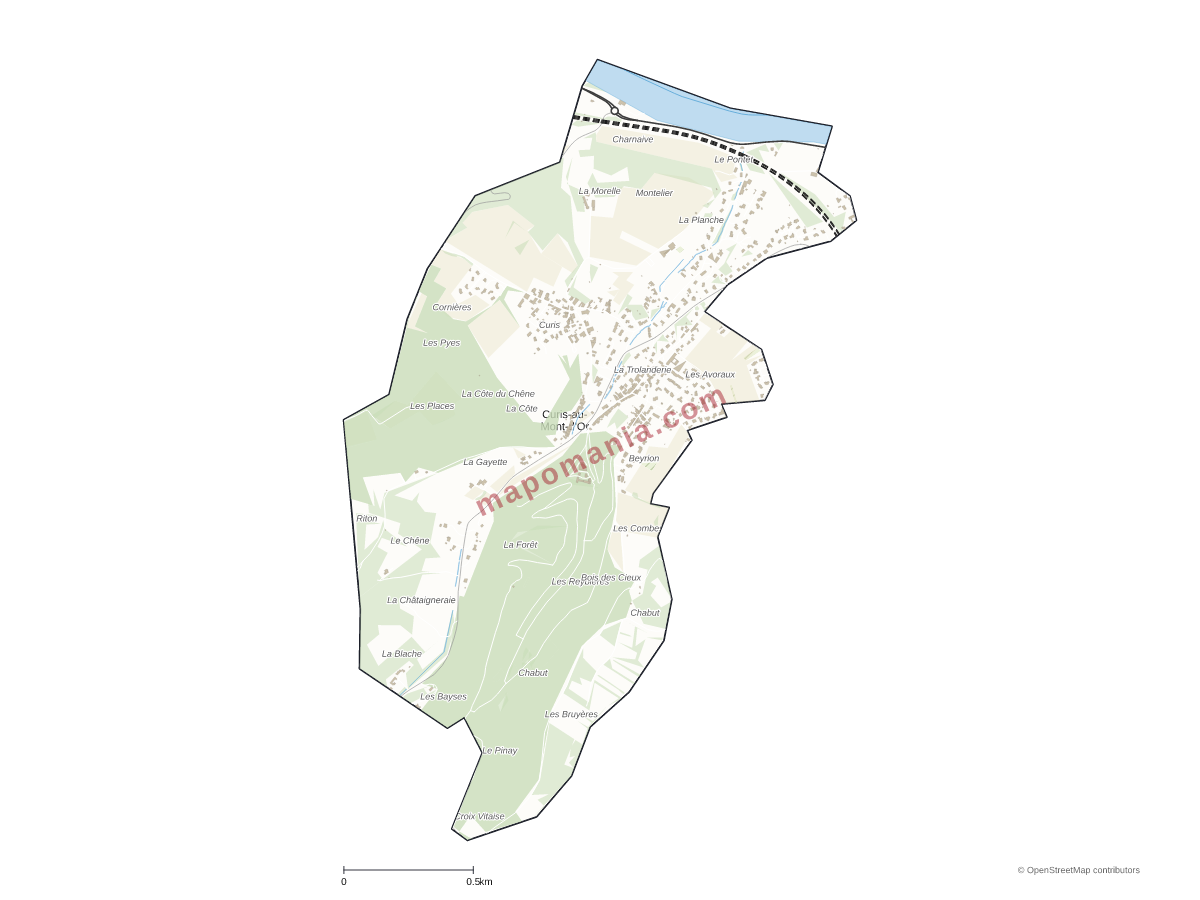 Carte de Curis-au-Mont-d'Or à personnaliser