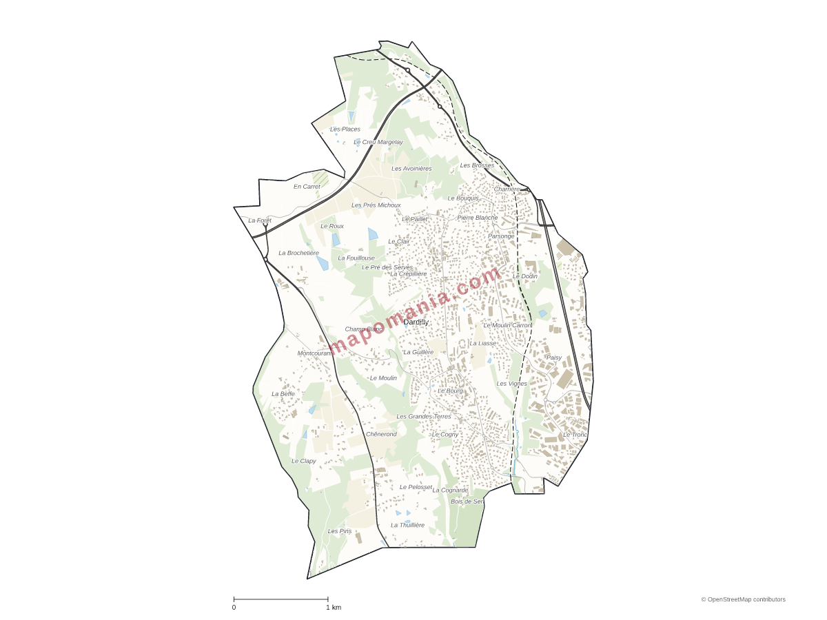 Carte de Dardilly à personnaliser