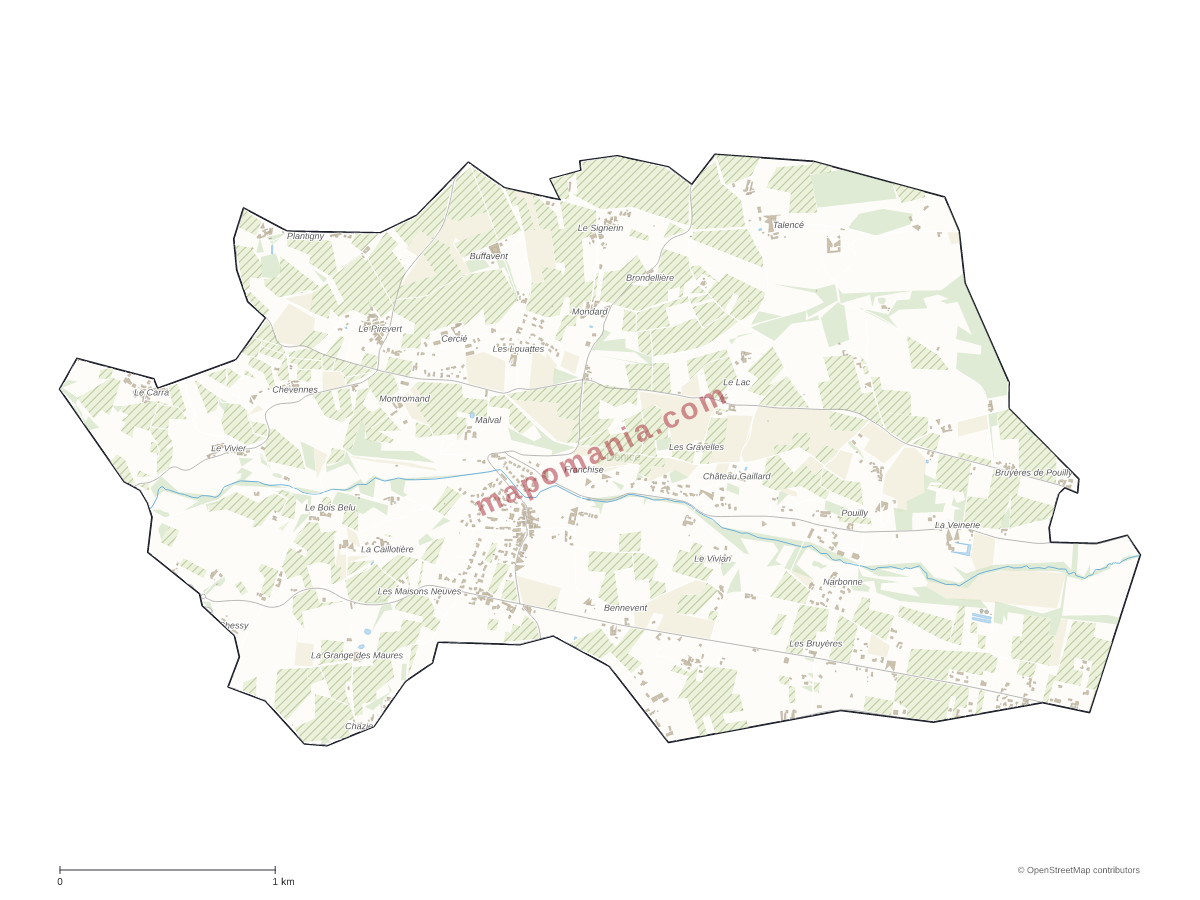 Carte de Denicé à personnaliser
