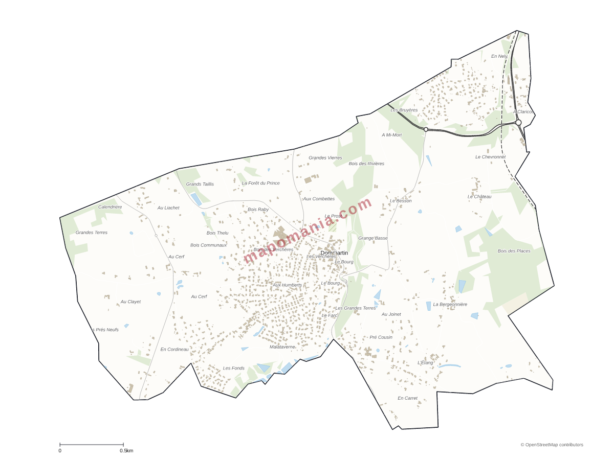 Carte de Dommartin à personnaliser