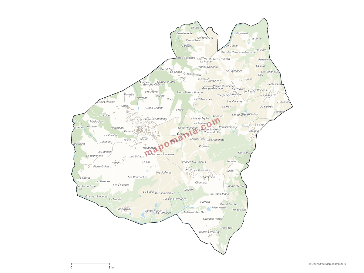 Carte de Échalas à personnaliser
