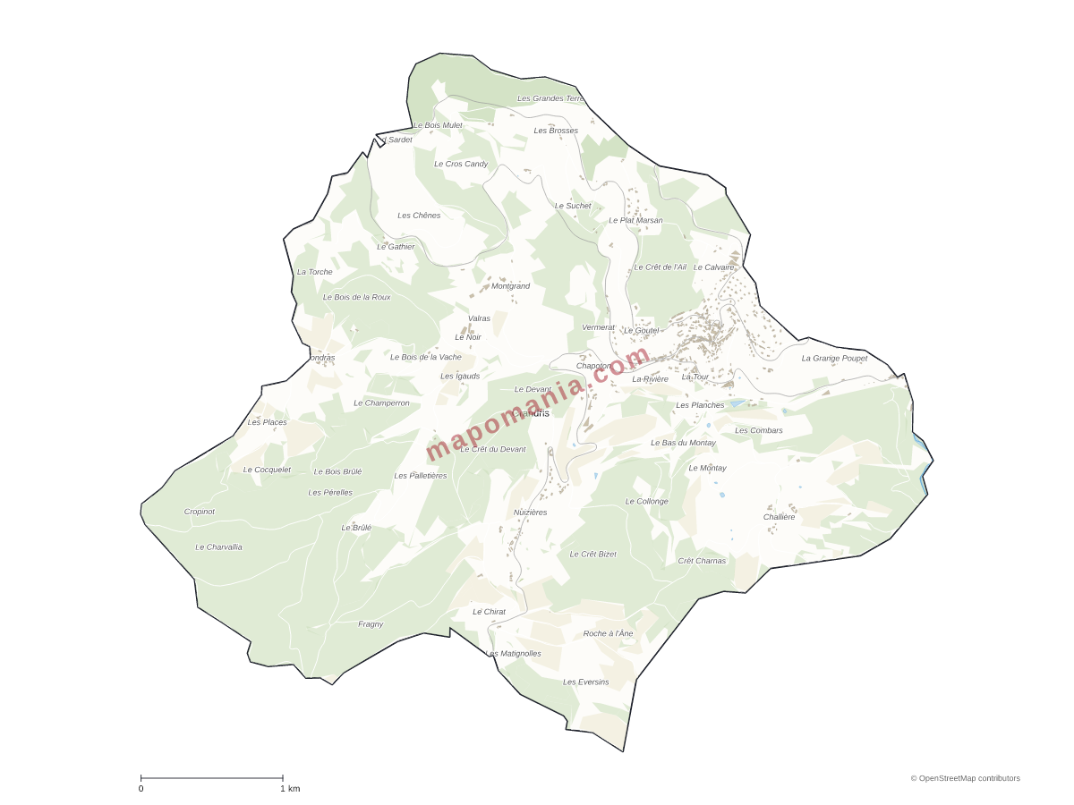 Carte de Grandris à personnaliser