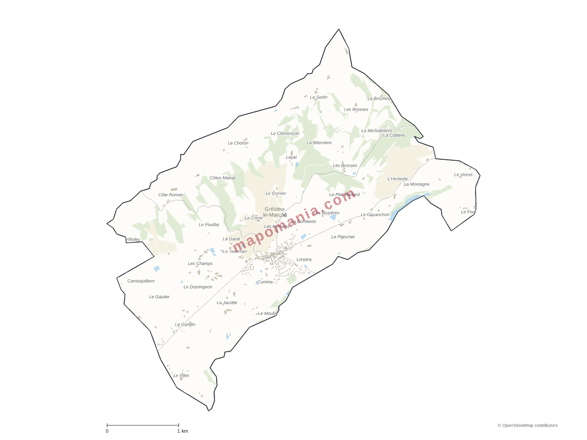 Carte de Grézieu-le-Marché à personnaliser