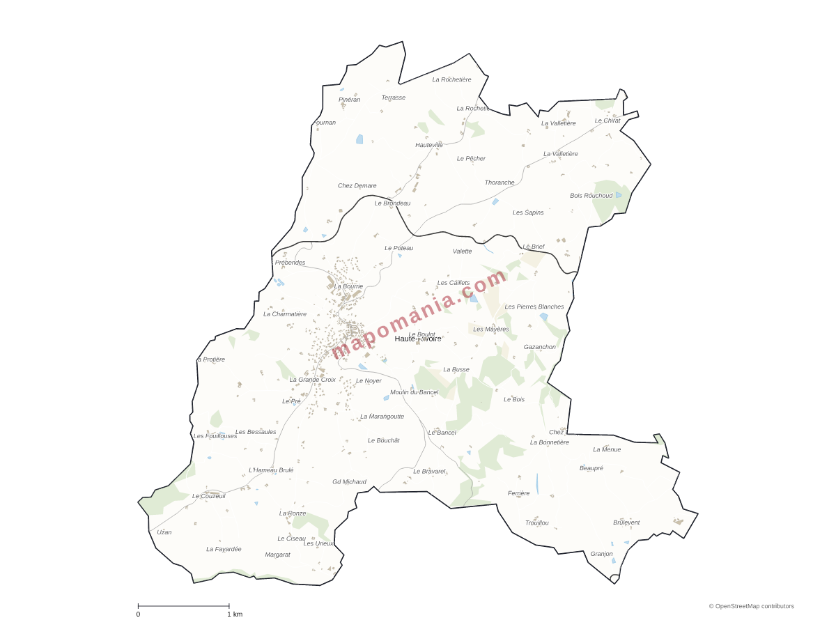 Carte de Haute-Rivoire à personnaliser