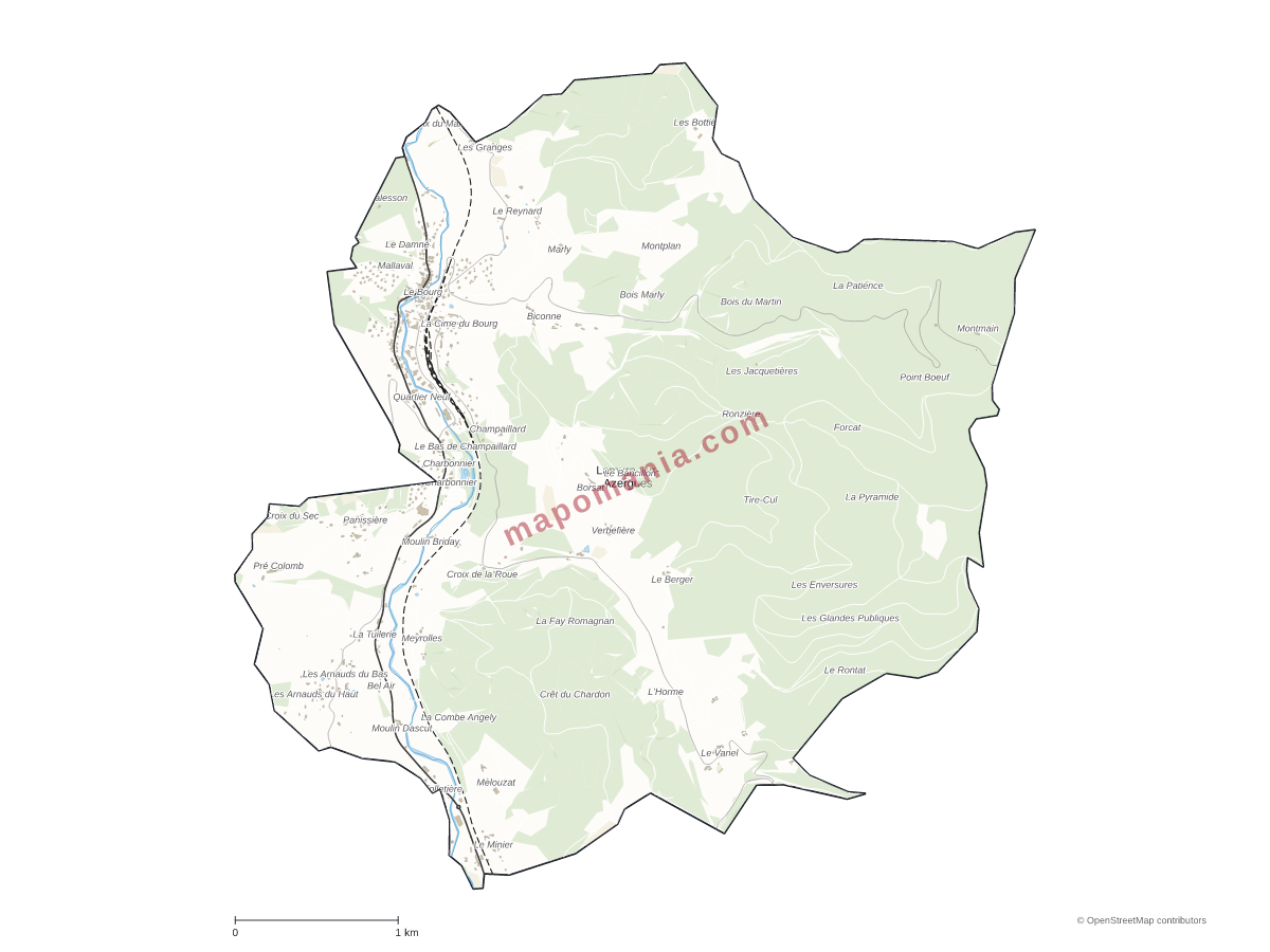 Carte de Lamure-sur-Azergues à personnaliser