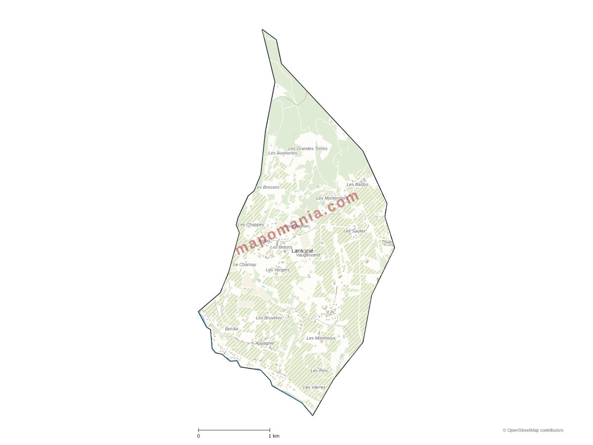 Carte de Lantignié à personnaliser