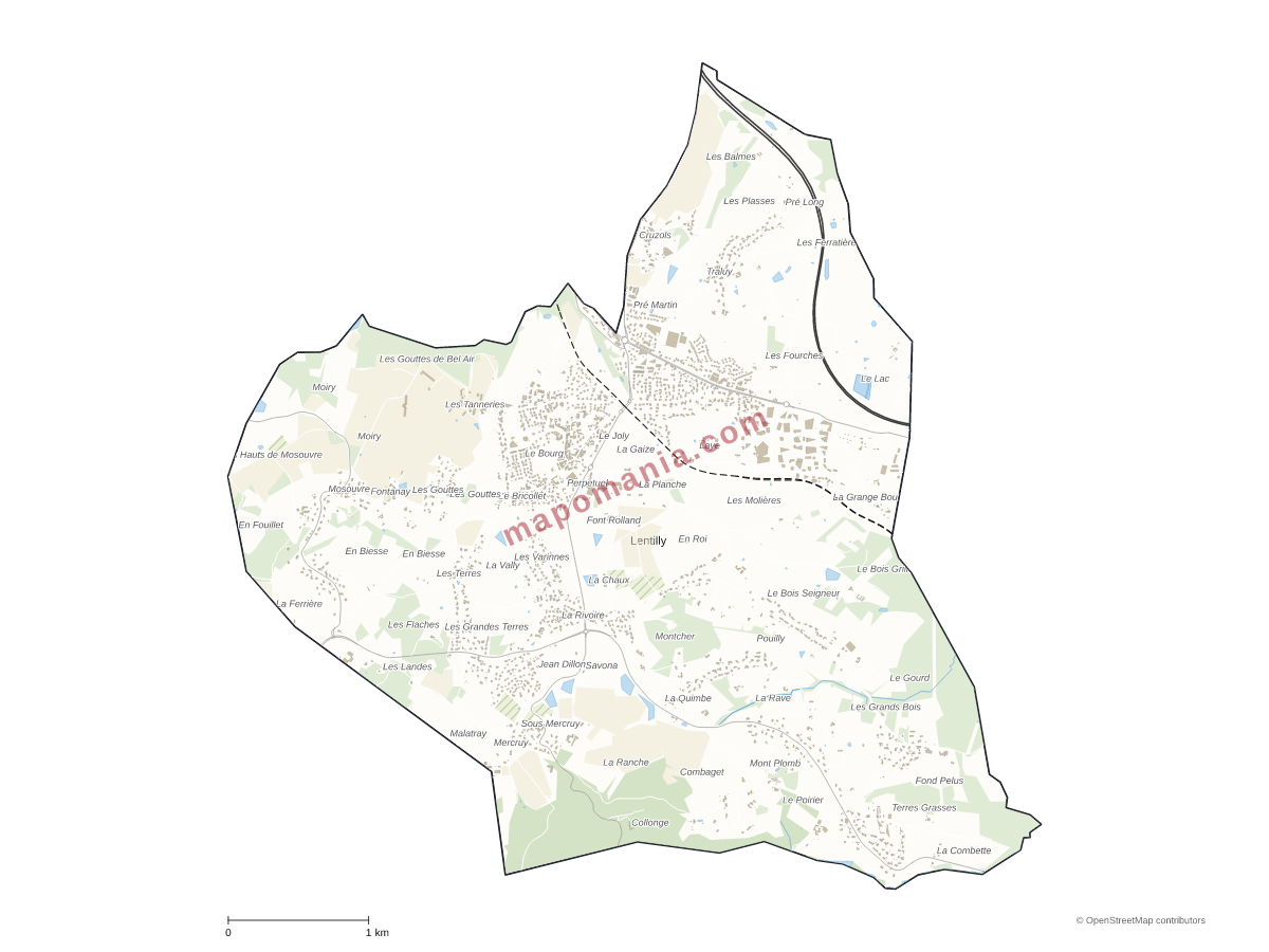 Carte de Lentilly à personnaliser