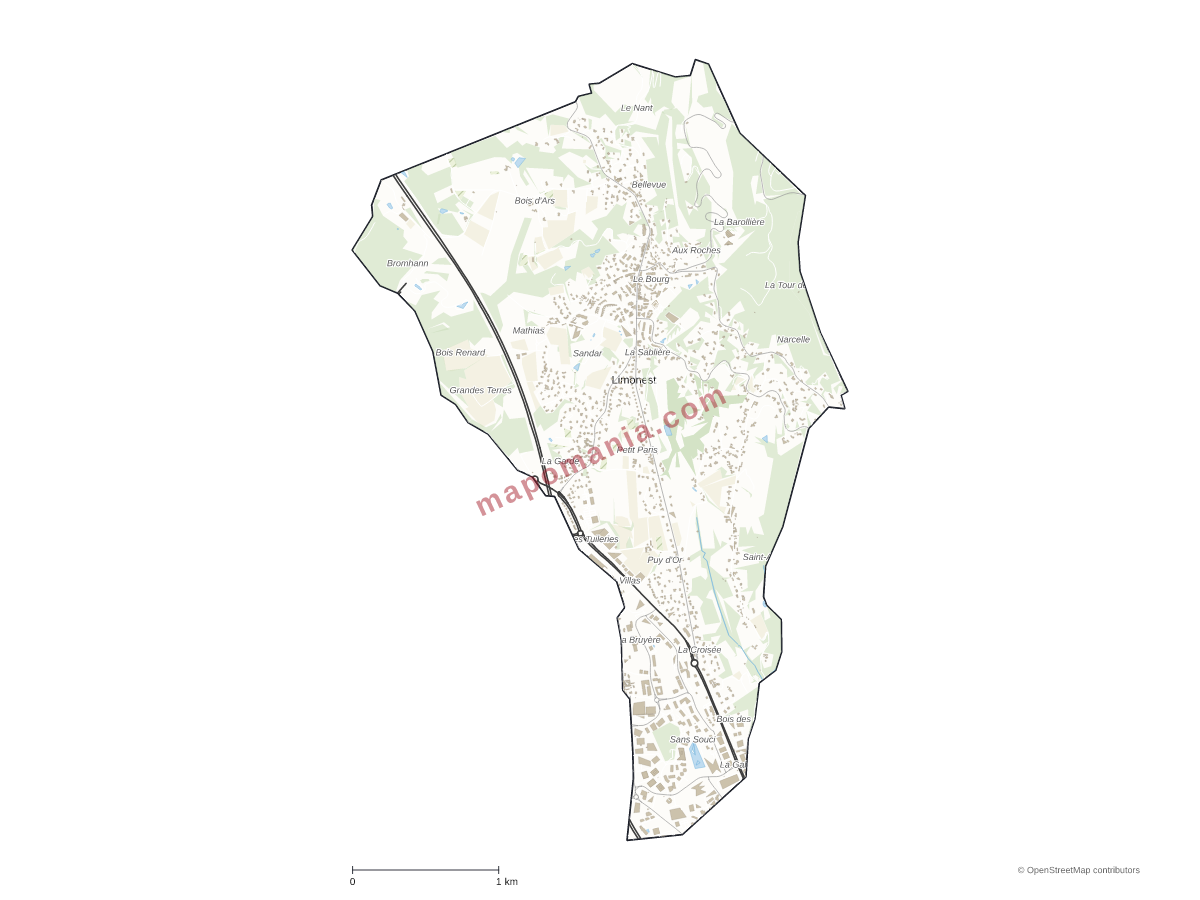 Carte de Limonest à personnaliser