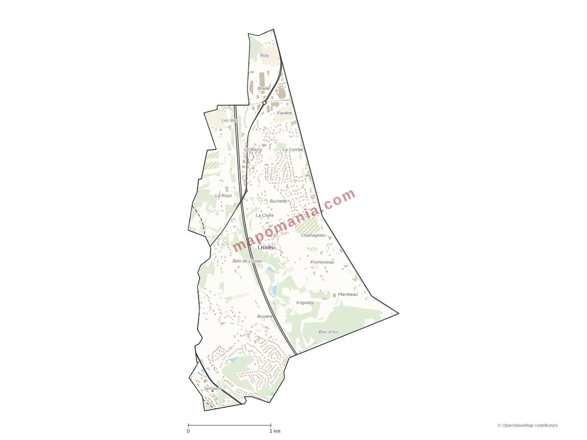 Carte de Lissieu à personnaliser