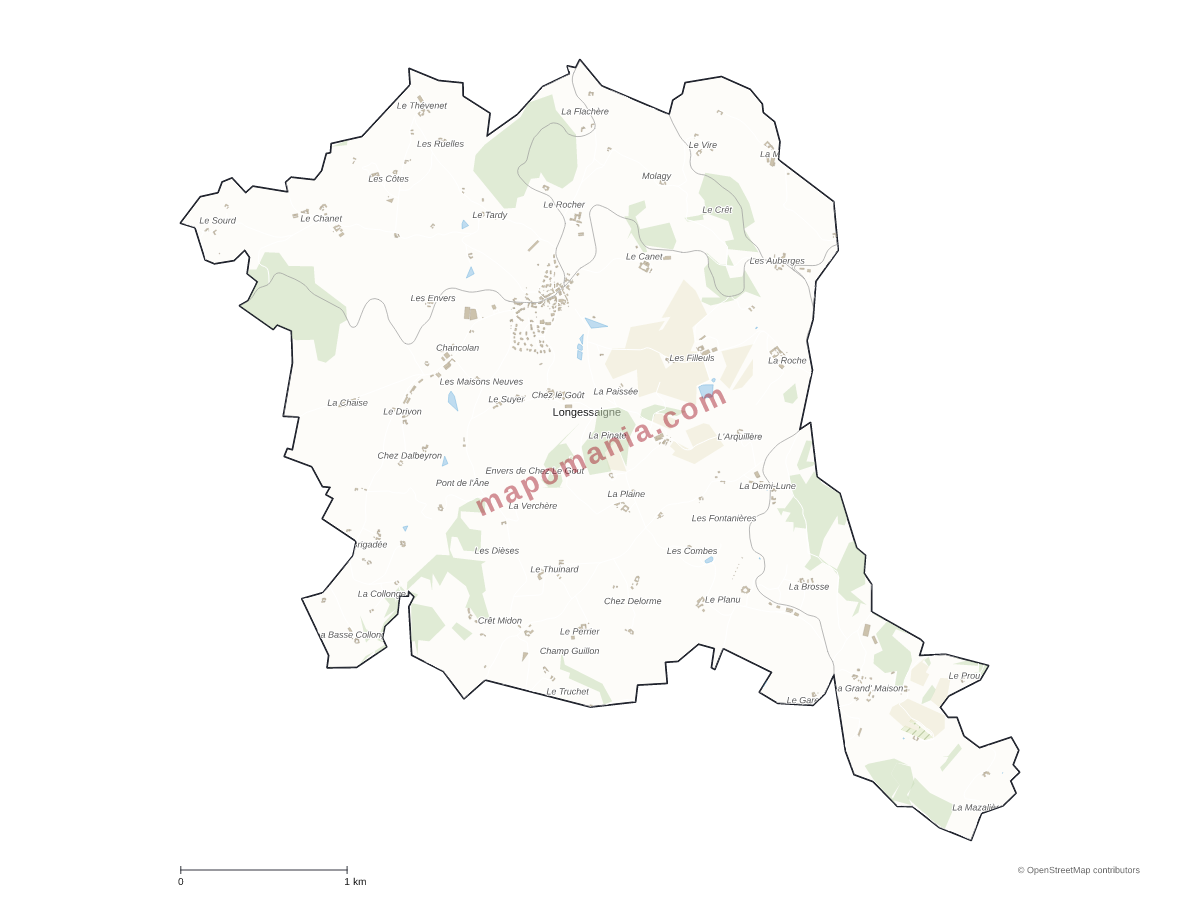 Carte de Longessaigne à personnaliser