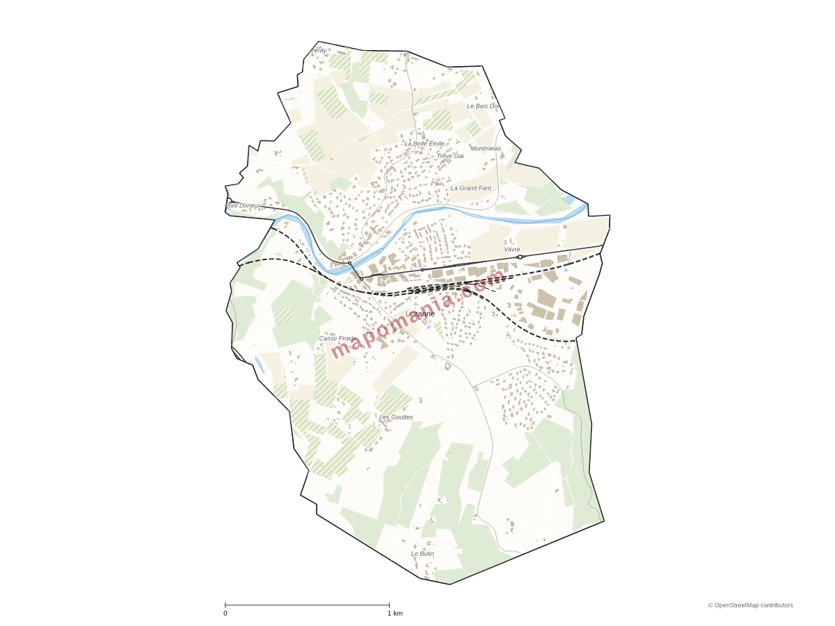 Carte de Lozanne à personnaliser
