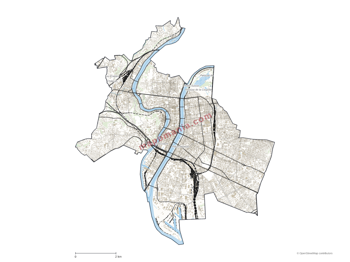 Carte de Lyon à personnaliser