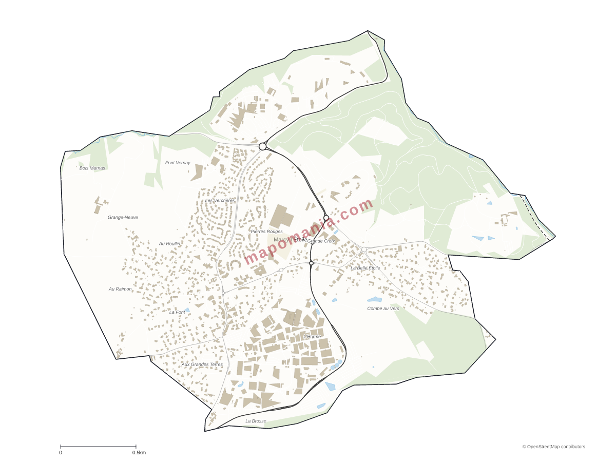 Carte de Marcy-l'Étoile à personnaliser