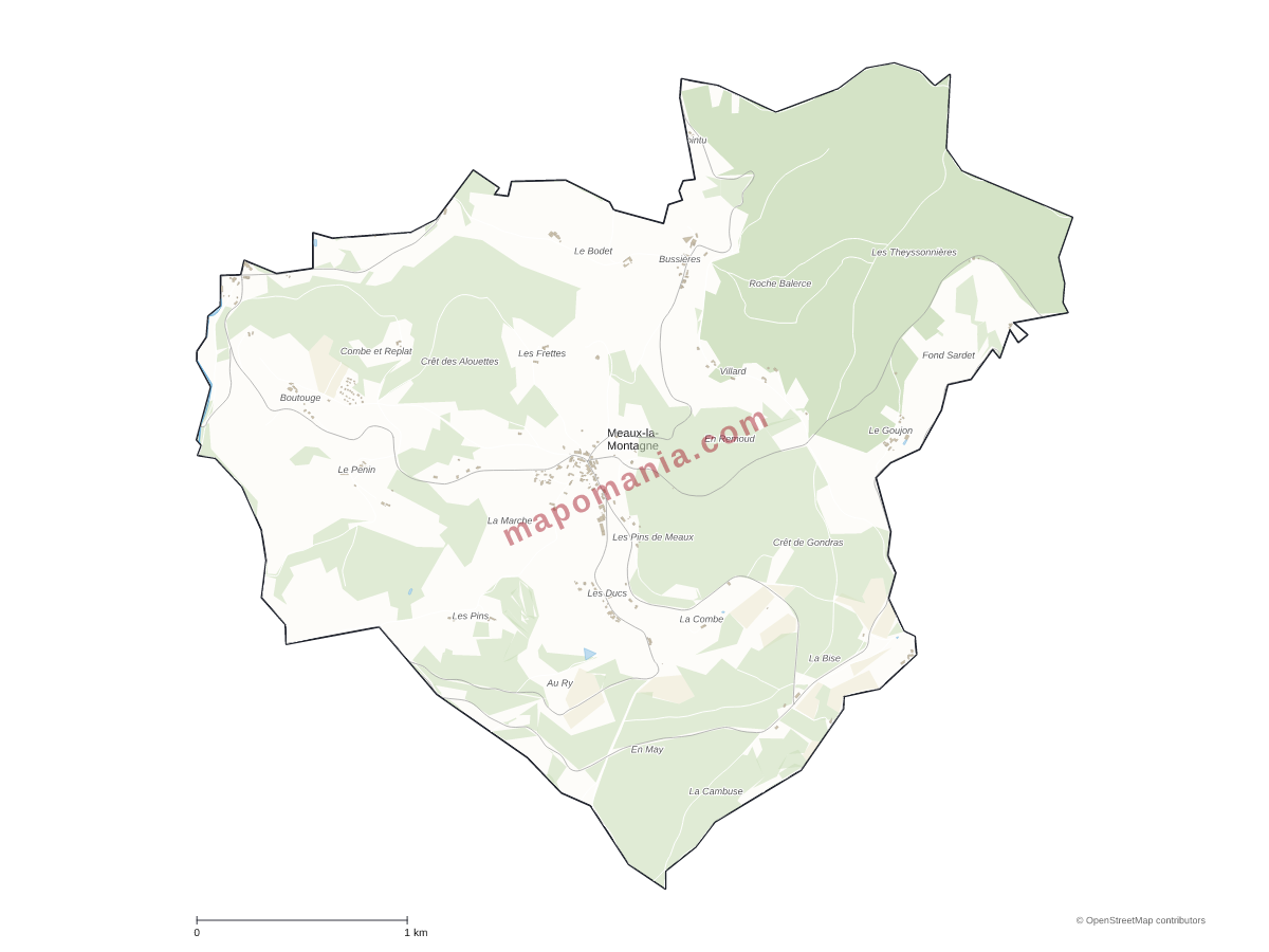 Carte de Meaux-la-Montagne à personnaliser