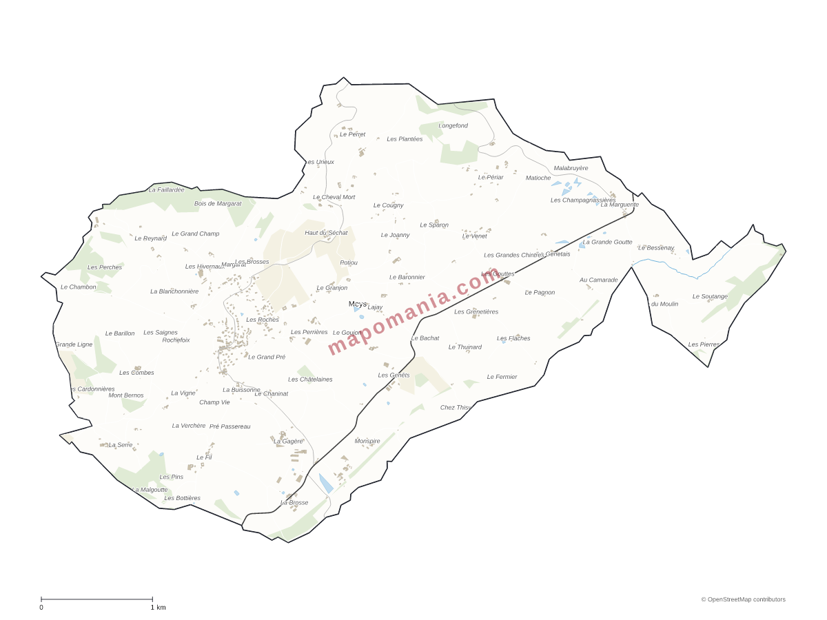Carte de Meys à personnaliser