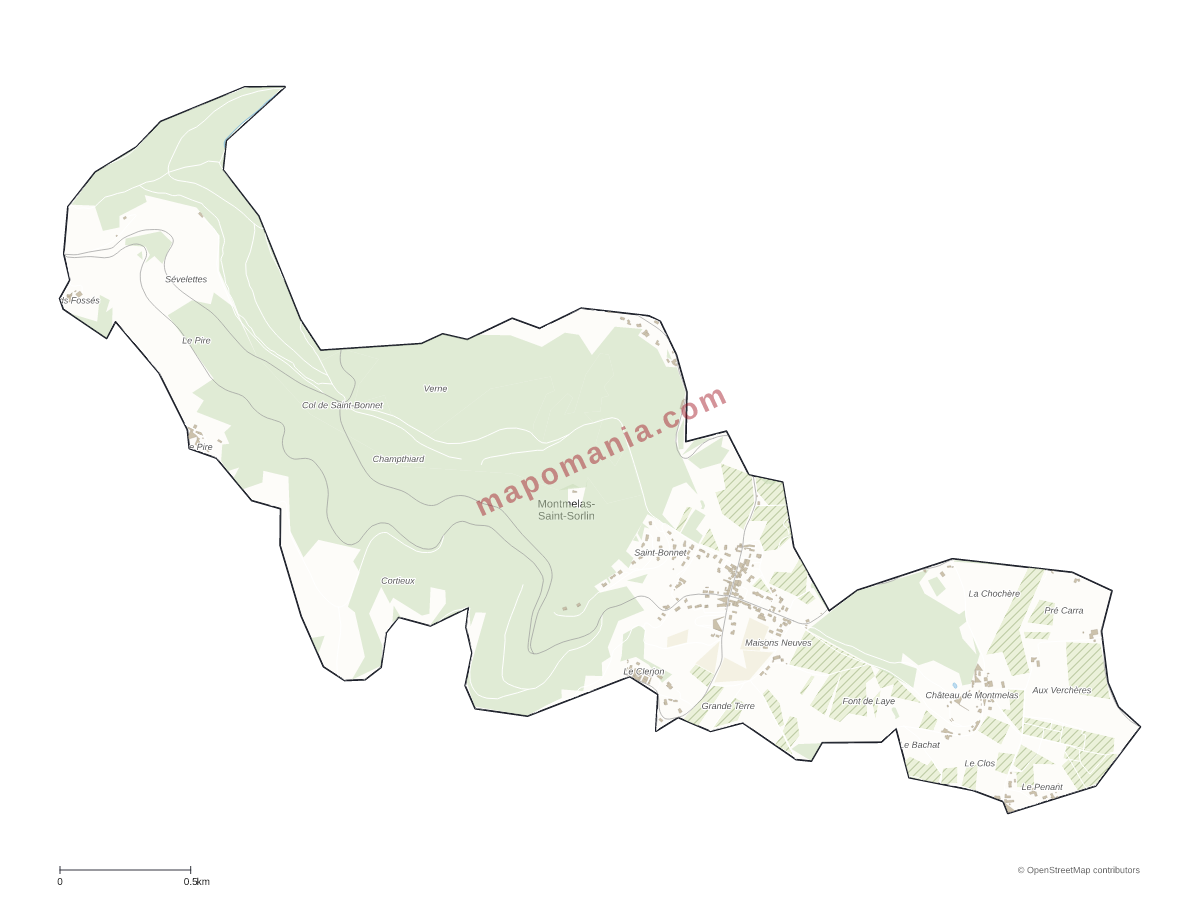 Carte de Montmelas-Saint-Sorlin à personnaliser