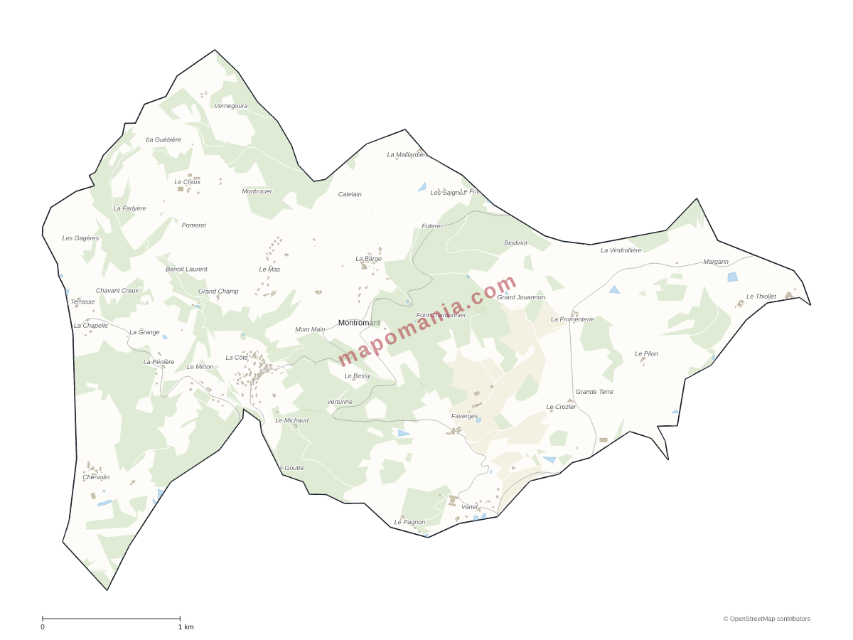 Carte de Montromant à personnaliser