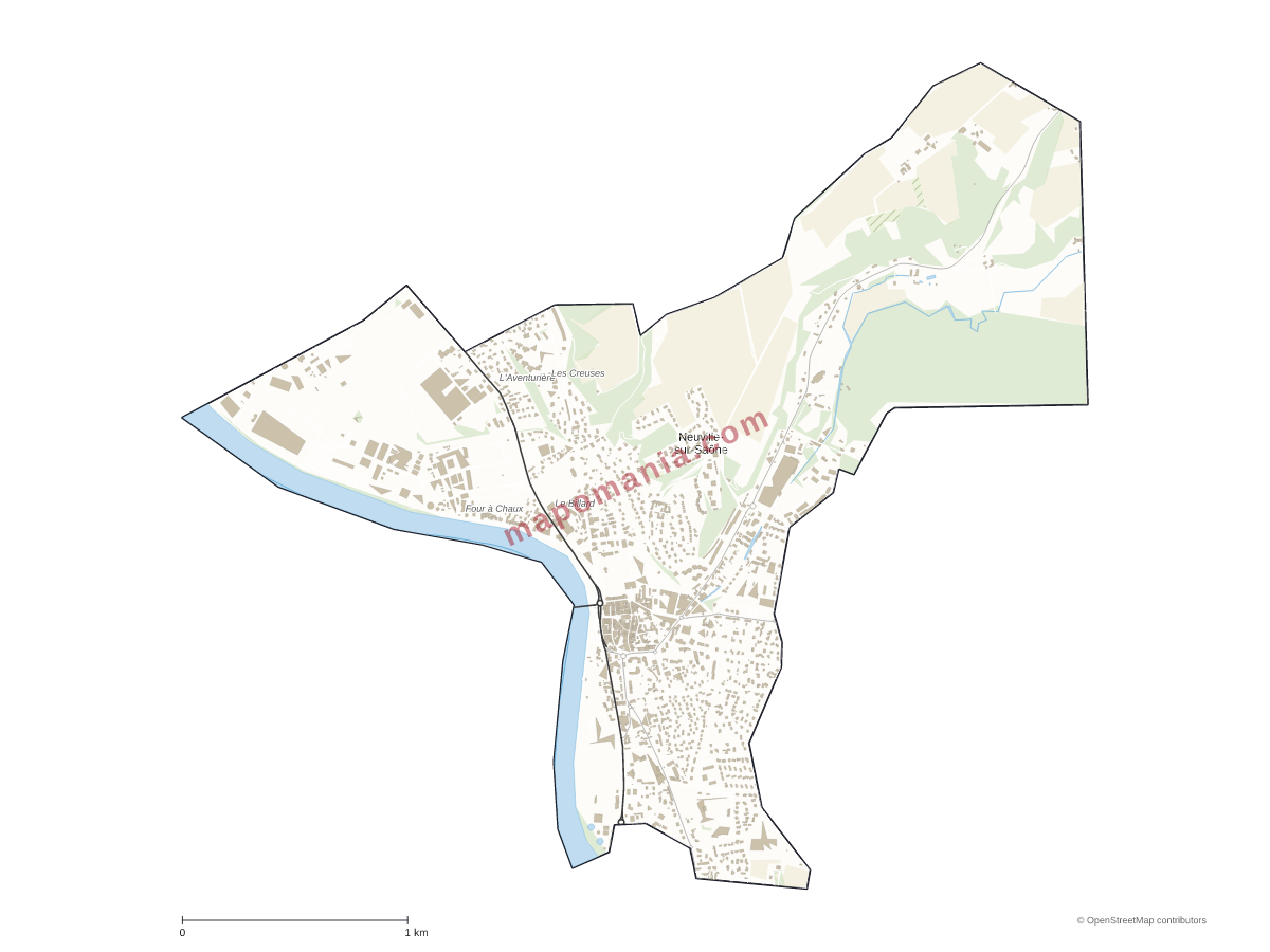Carte de Neuville-sur-Saône à personnaliser