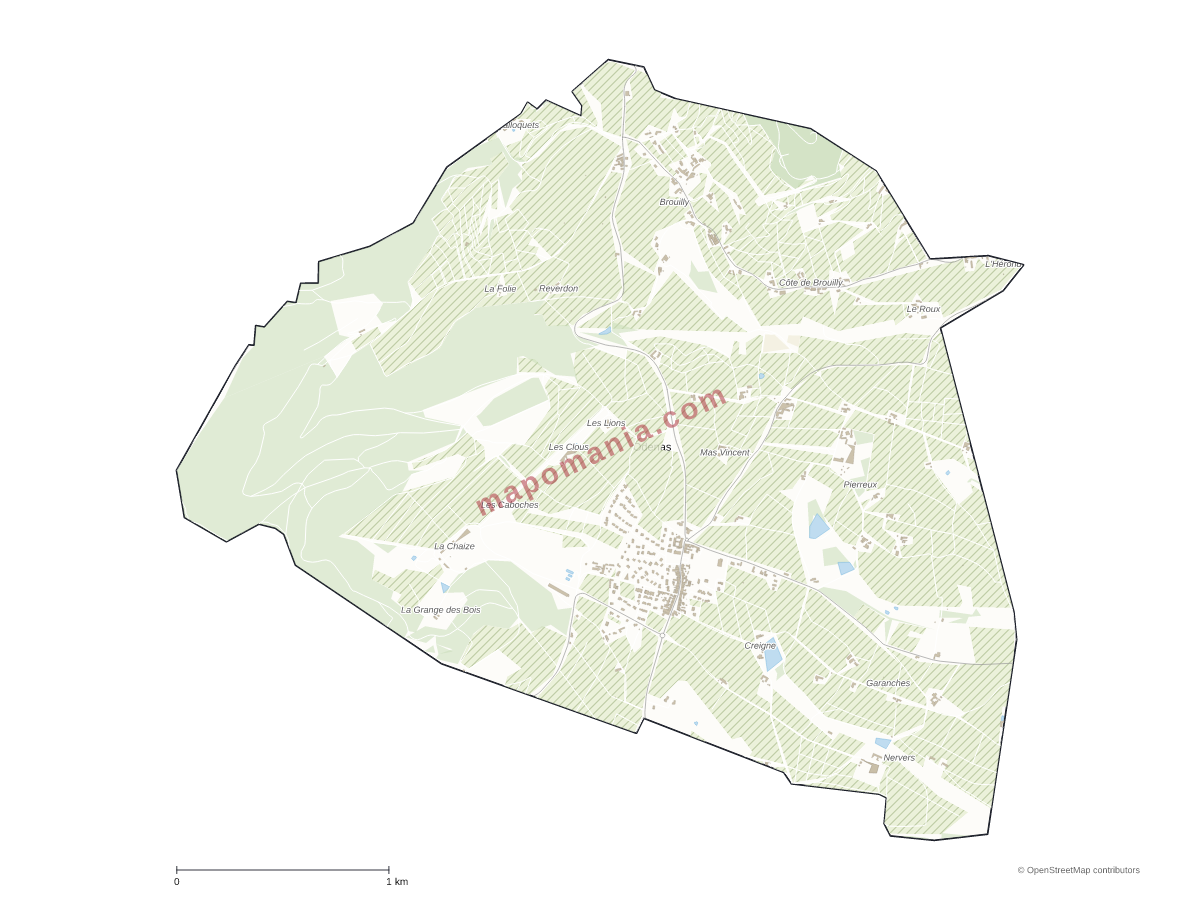 Carte de Odenas à personnaliser