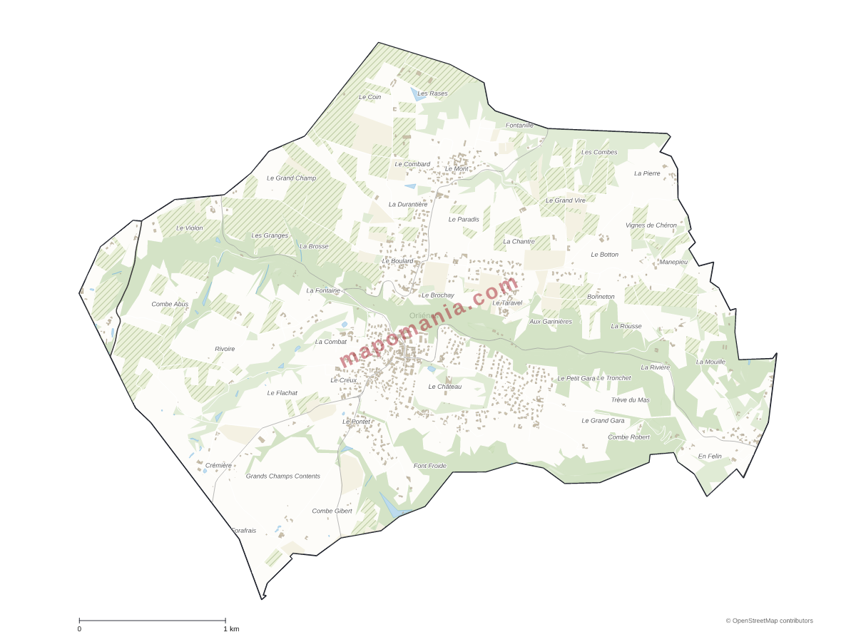 Carte de Orliénas à personnaliser