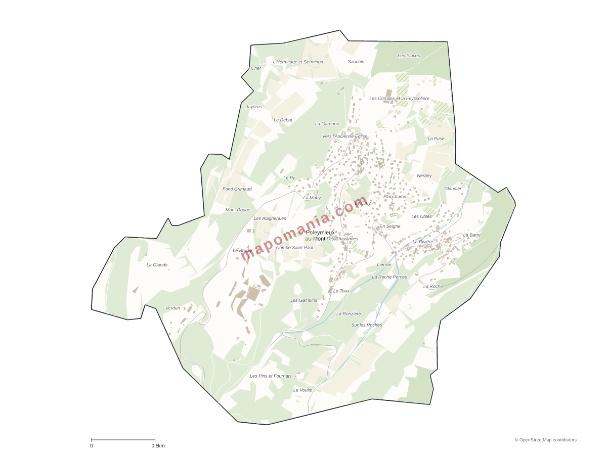 Carte de Poleymieux-au-Mont-d'Or à personnaliser