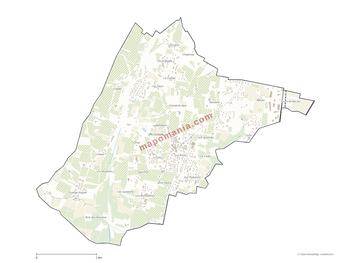 Carte de Pommiers à personnaliser