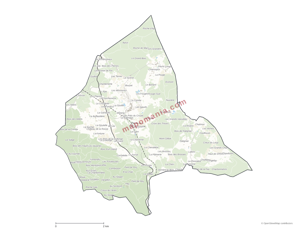 Carte de Poule-les-Écharmeaux à personnaliser