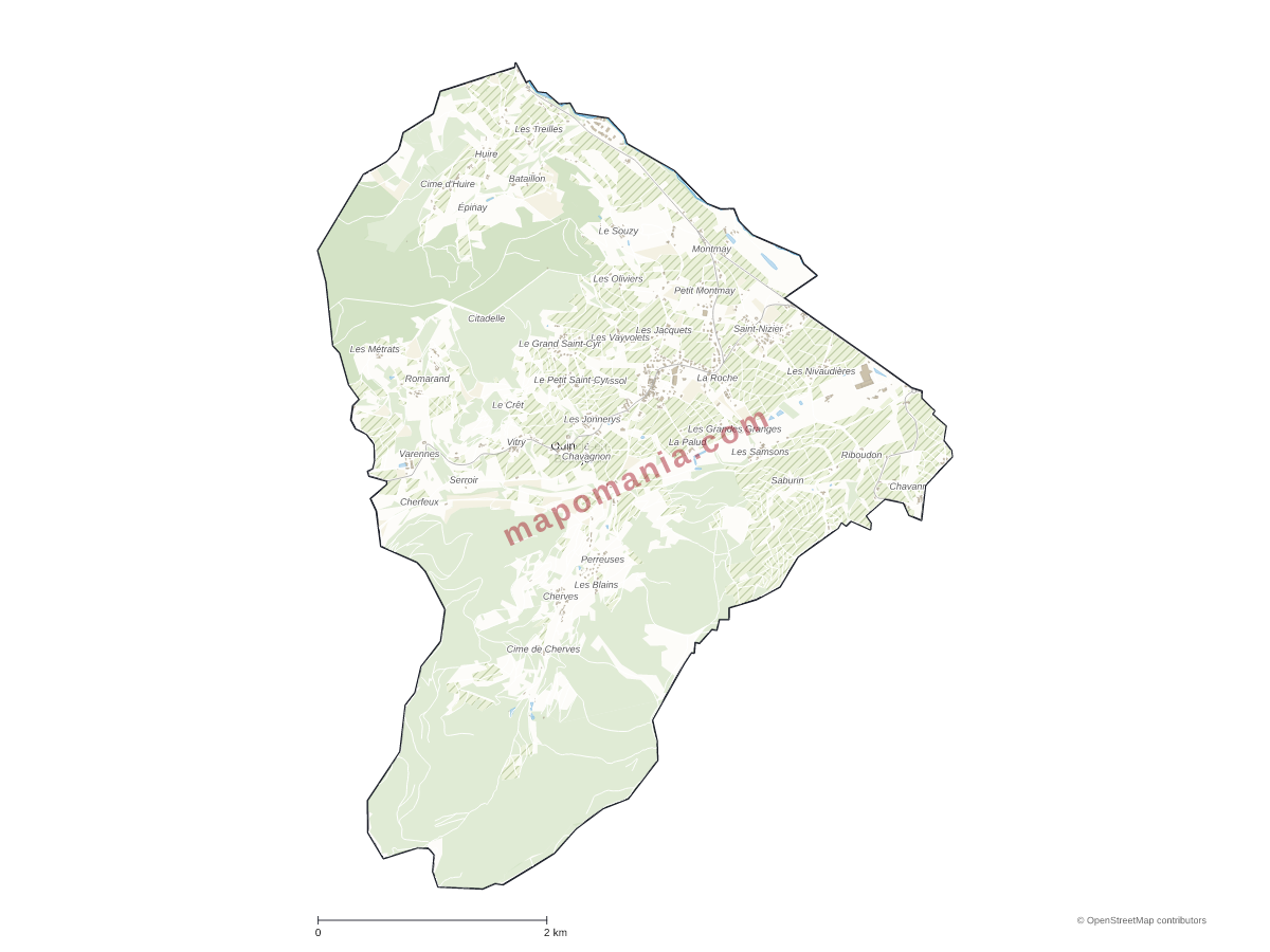 Carte de Quincié-en-Beaujolais à personnaliser